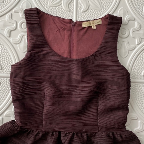Maroon Textured Dress - Picture 3 of 4